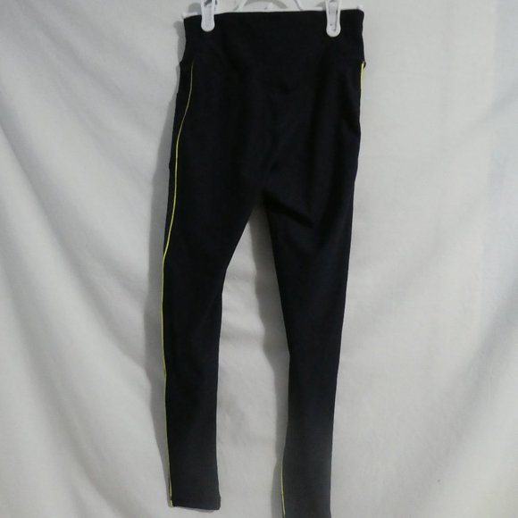 X BY GOTTEX xs, extra small navy leggings with neon stripe & sheer sides, BNWOT - Picture 2 of 10